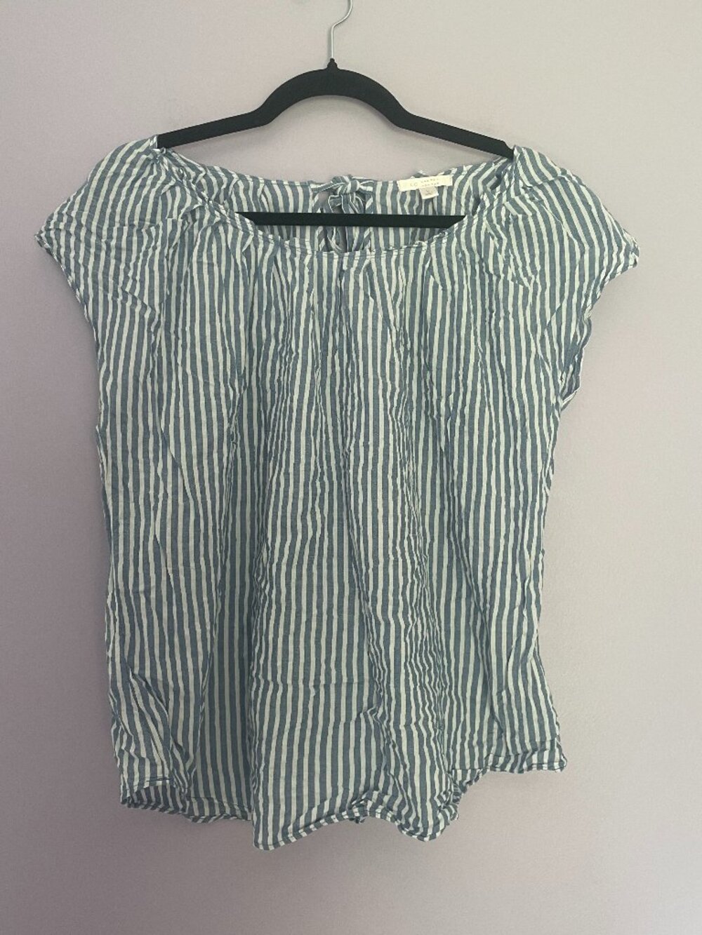 Lauren Conrad Coastal Boho Blue & White Striped Blouse size Large